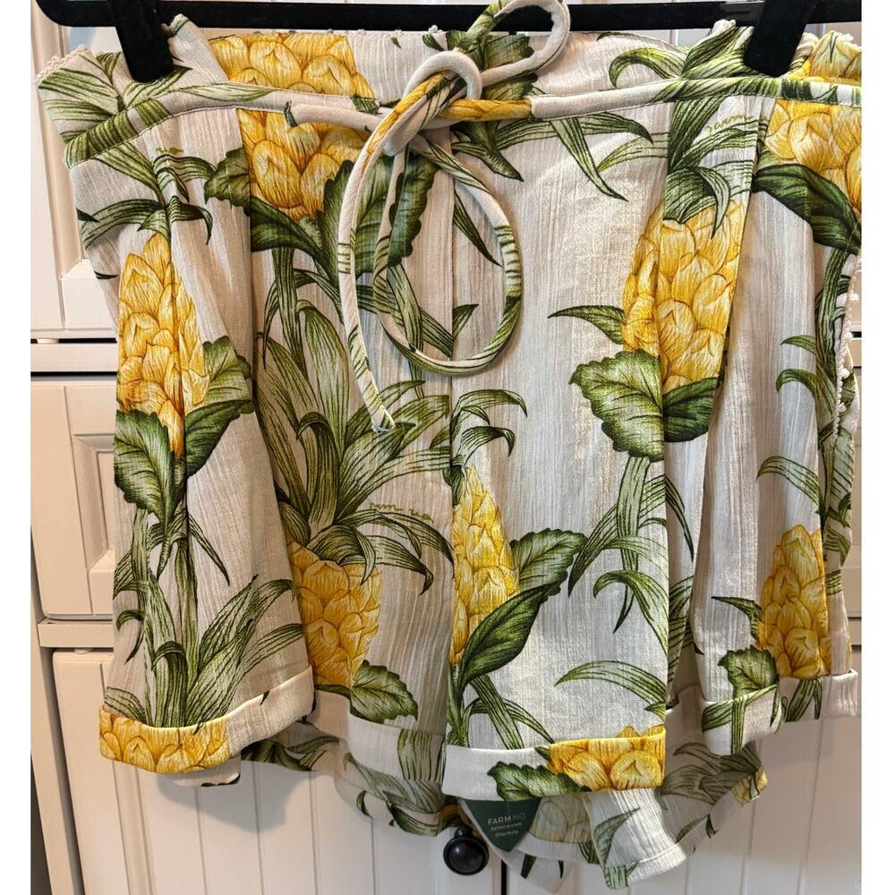 Farm Rio Delicate Pineapple Set Button-Up Shirt & shorts XL NWT - Picture 3 of 12